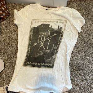 White Roxy graphic tee.